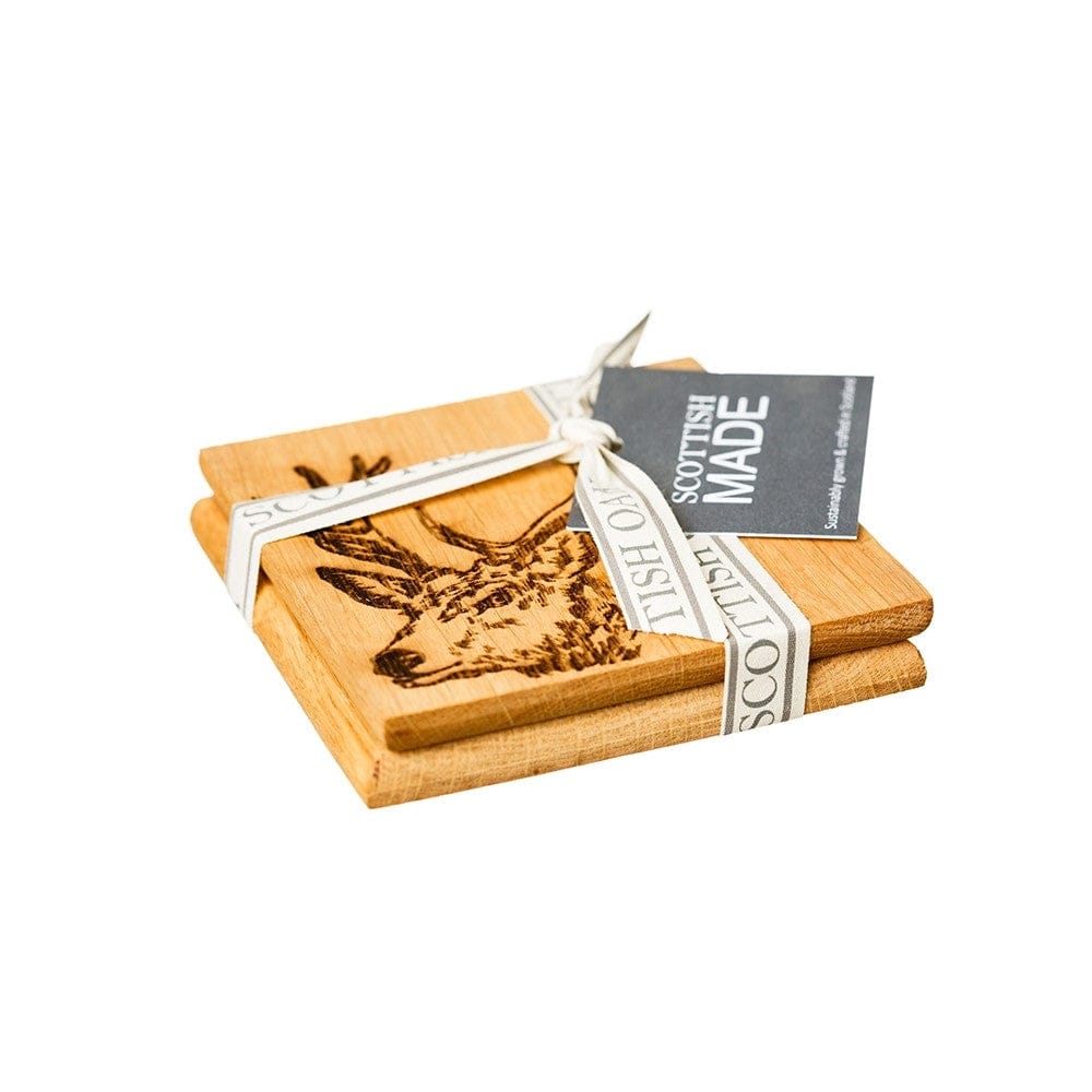 MoodCompanyNL - Onderzetters Edelhert - Schots Eikenhout - Scottish Made - 5060426289019