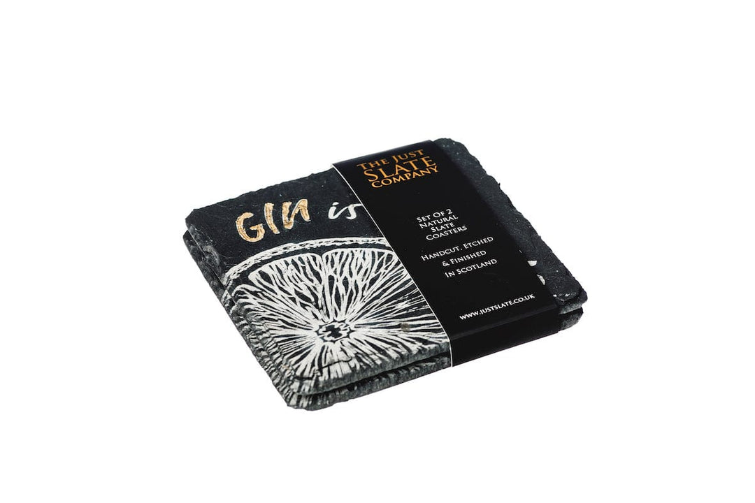 MoodCompanyNL - Onderzetters GIN IS MY TONIC - Gegraveerd - Leisteen - Just Slate Company Scotland - 5060718710832