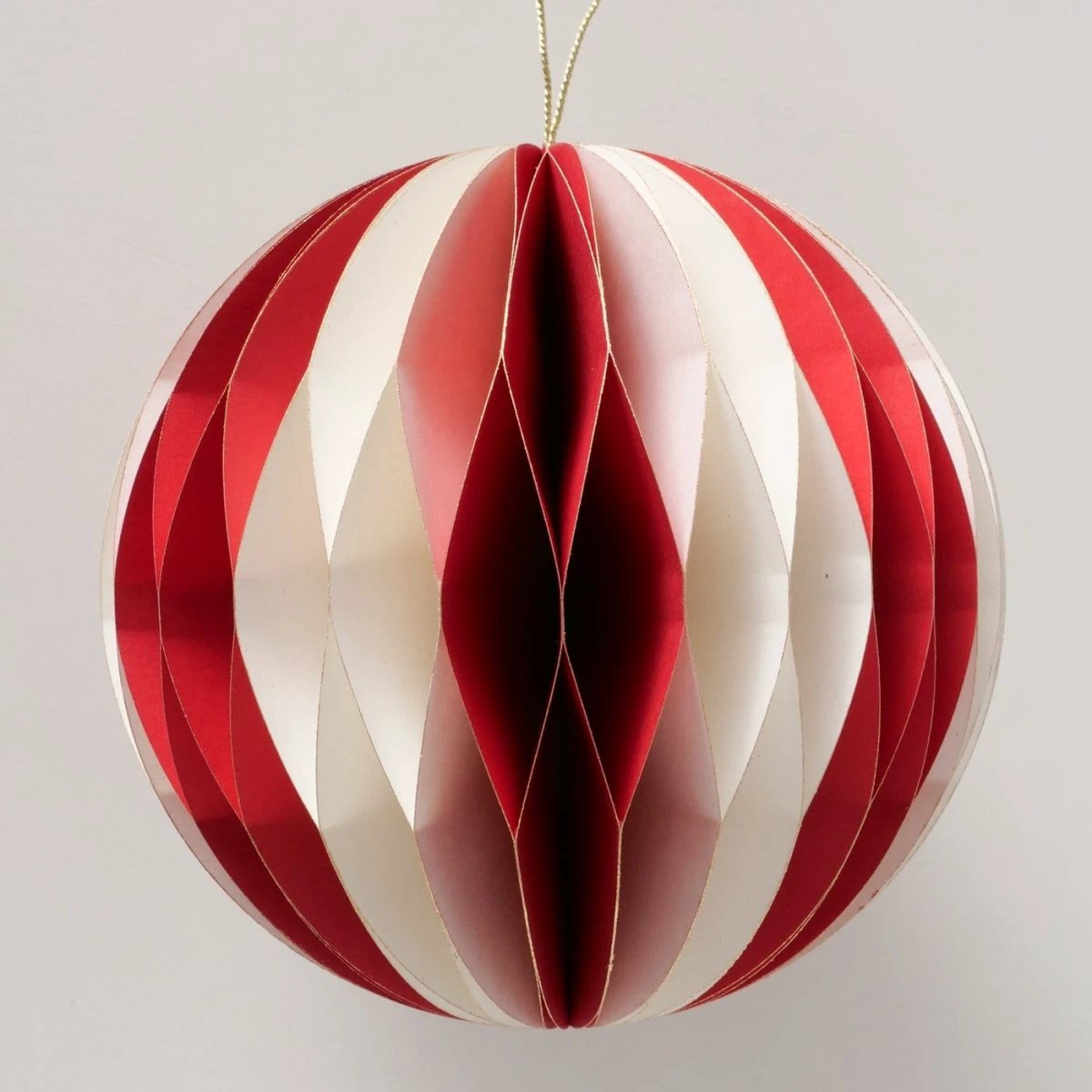 Papieren kerstbal - wit - rood- 12,7 cm - Boltze by Mood4Christmas