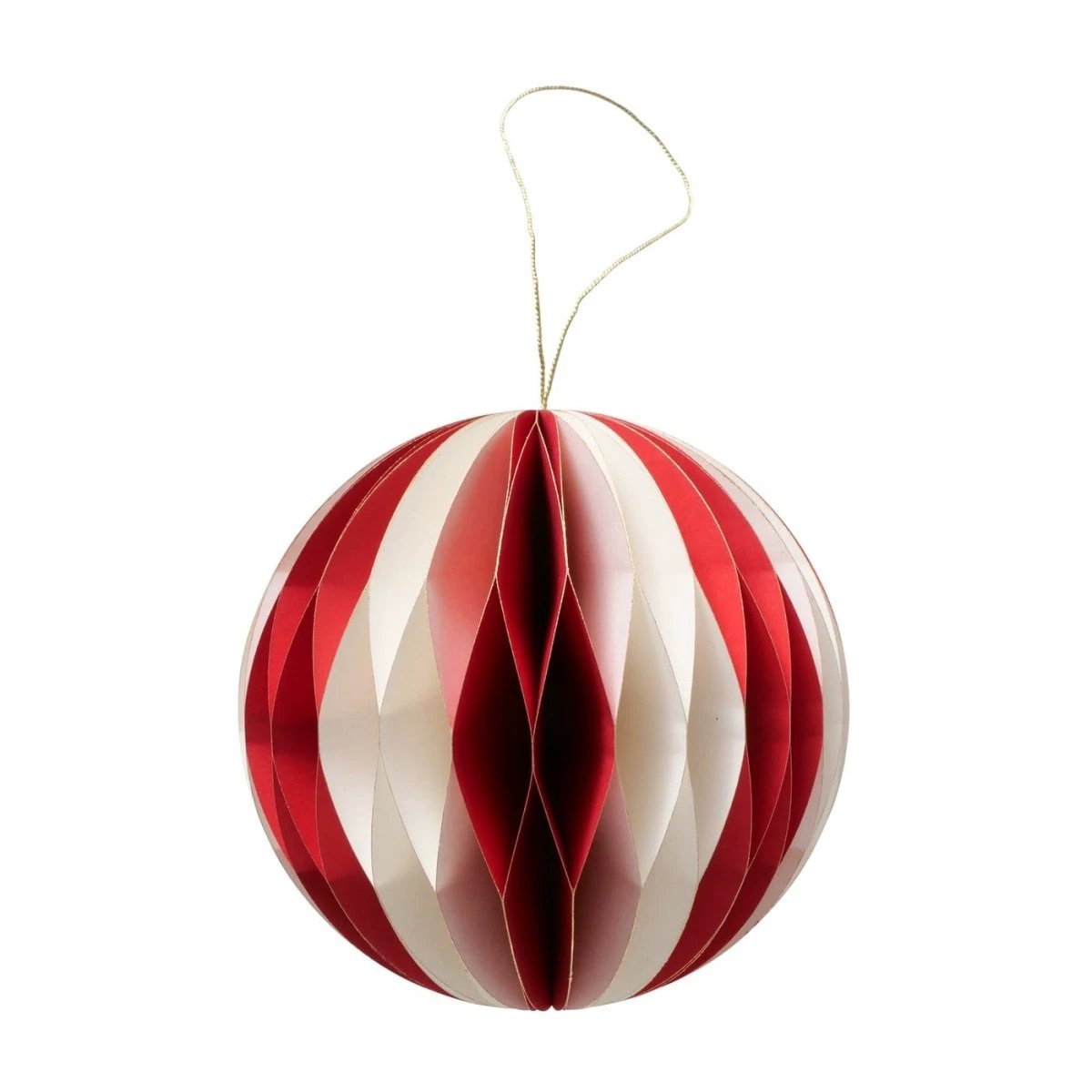 Papieren kerstbal - wit - rood- 12,7 cm - Boltze by Mood4Christmas