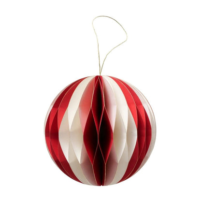 Papieren kerstbal - wit - rood- 12,7 cm - Boltze by Mood4Christmas