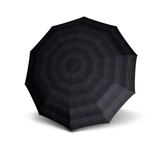 MoodCompanyNL - Paraplu Knirps Geruit Zwart met houten handvat - T771 - Dsn 111 cm - Lengte 90 cm - Knirps - 9003034286137