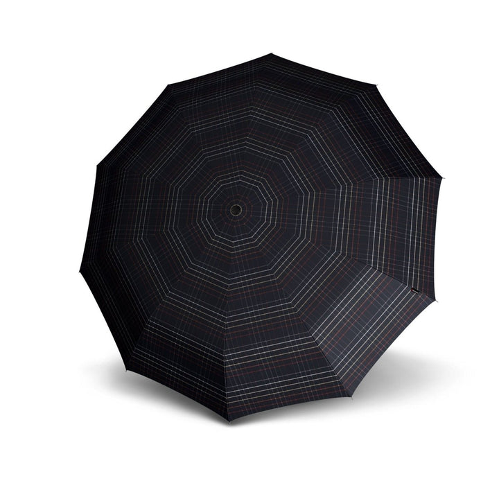 MoodCompanyNL - Paraplu Knirps Geruit Zwart met houten handvat - T771 - Dsn 111 cm - Lengte 90 cm - Knirps - 9003034286137