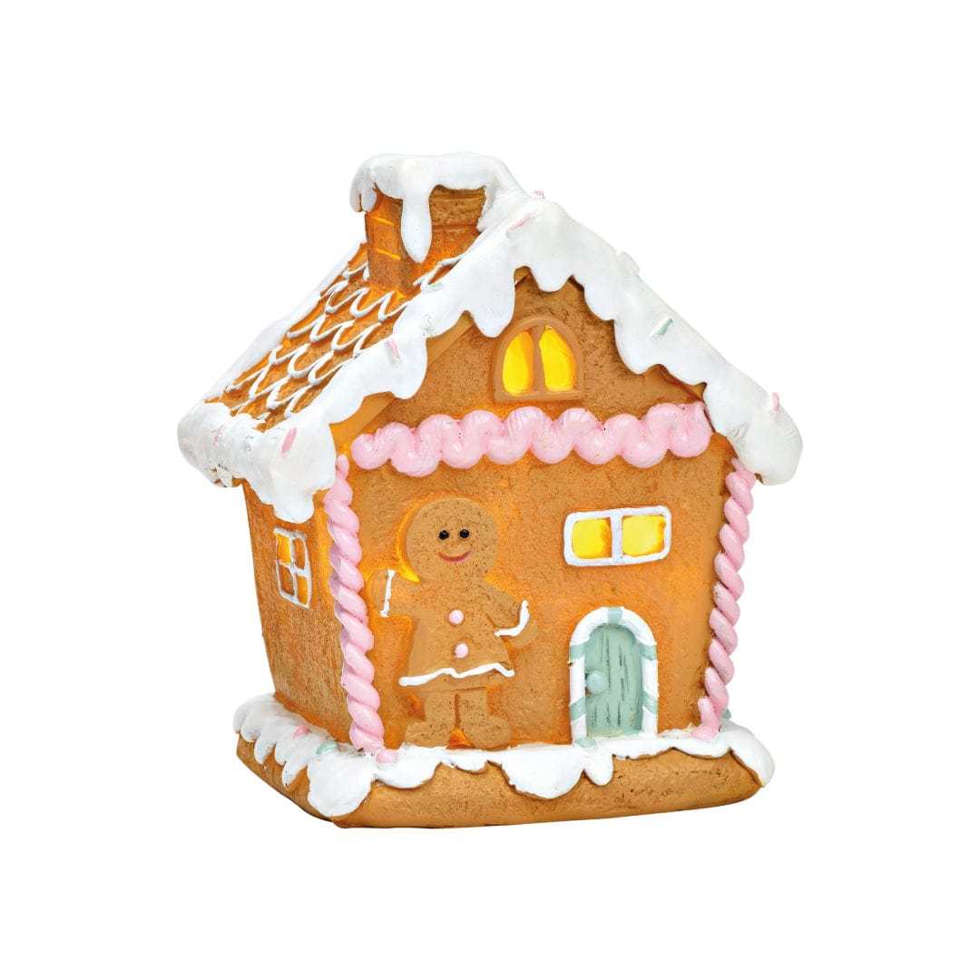MoodCompanyNL - Peperkoekhuisje met LED - poly roze (B/H/) 11x13 - Wurm - 4007698611118