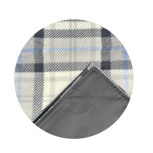 MoodCompanyNL - Picknickkleed Grijs Blauw Geruit - Fleece - Waterdicht - 145x145cm - Tweedmill - 5060067703288