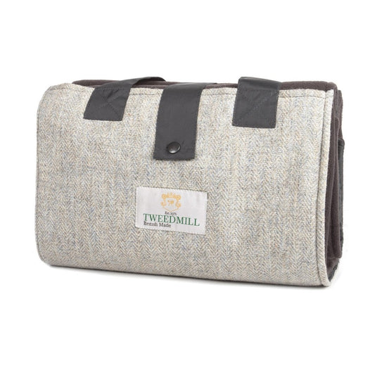 MoodCompanyNL - Picknickkleed Leisure Visgraat Grijs - Fleece - Waterdicht - 137x137cm - Tweedmill - 5060674575568
