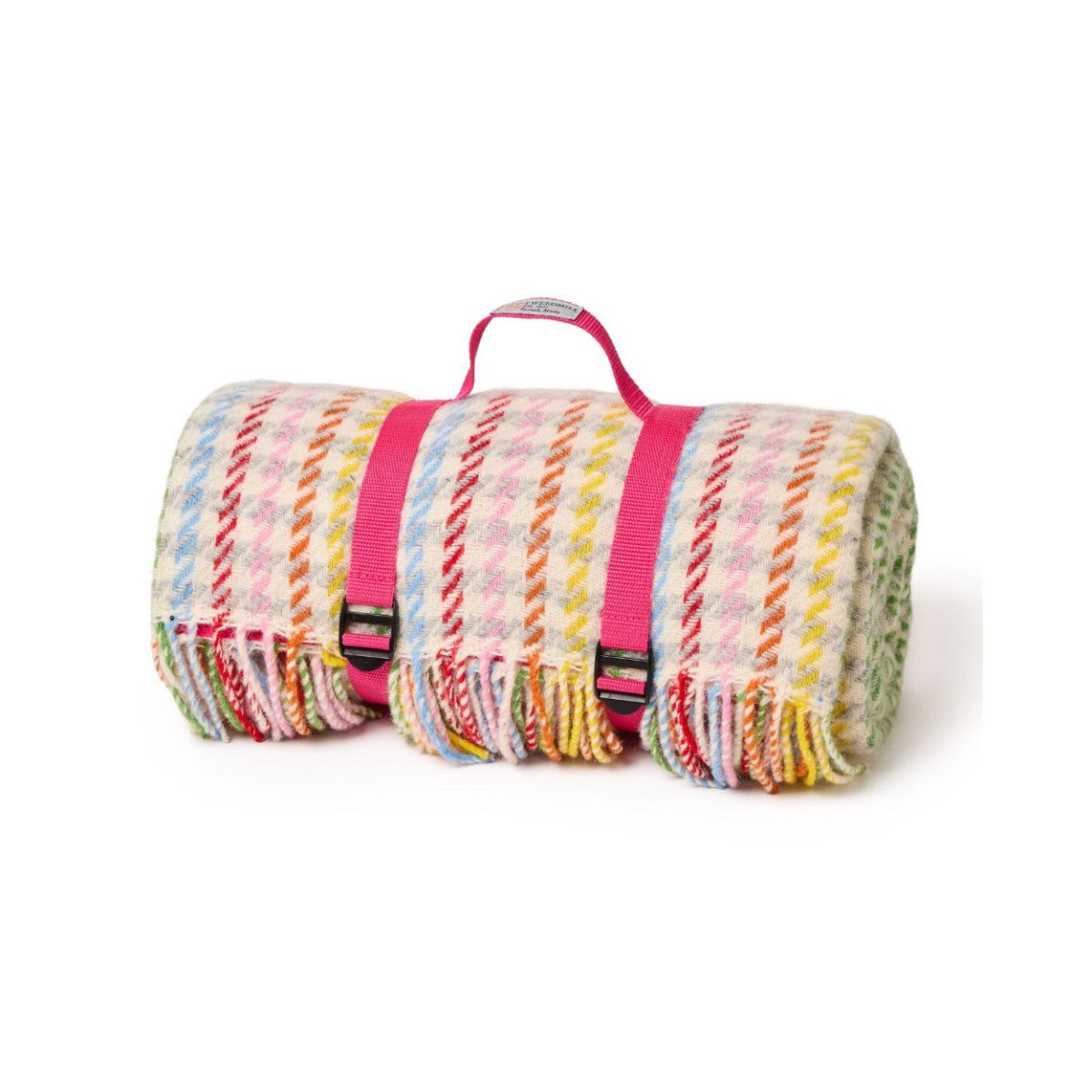 Mood Company - Picknickkleed Polo Houndstooth Iris Roze - Wol - Waterdicht - 145x183cm - Tweedmill - 5060958308349