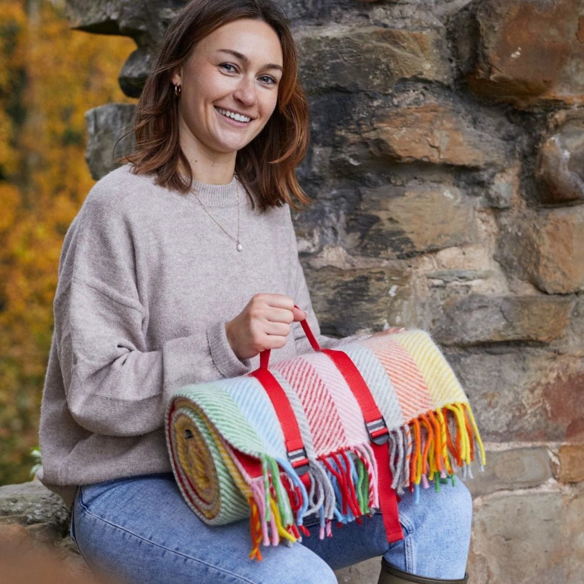 Picknickkleed Polo Regenboog - Wol - Waterdicht - 145x183cm - Tweedmill by MoodCompanyNL