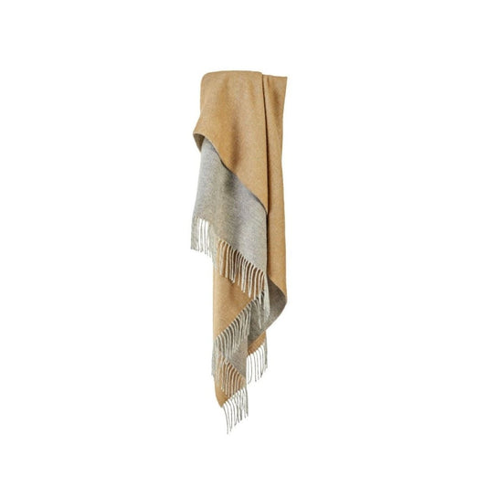 MoodCompanyNL - Plaid Dartmoor Bruin en Grijs (Dessert Brown) - voor en achterzijde verschillend - 150x183 - Nieuw Wol - Tweedmill UK - 5060958300701