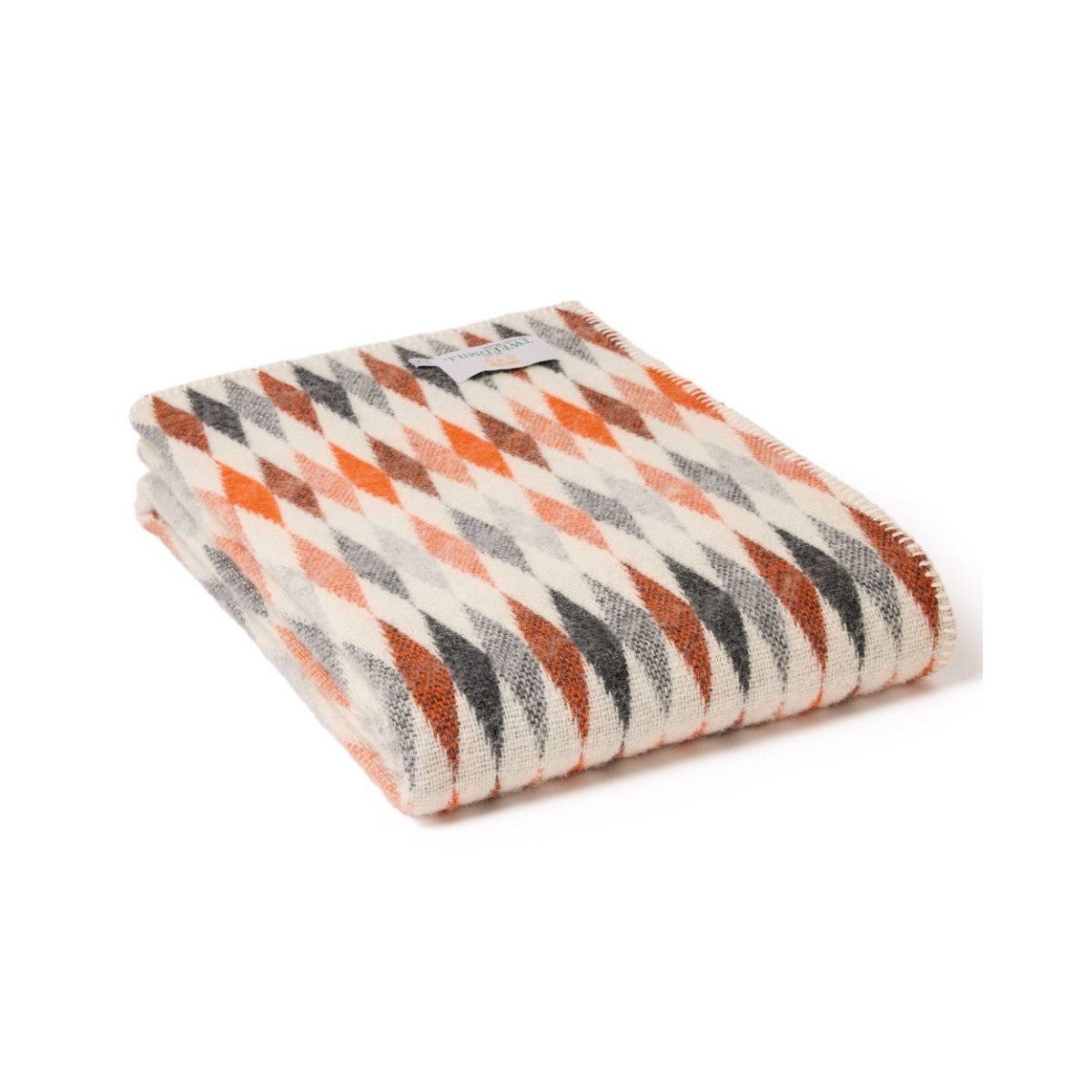 Mood Company - Plaid Harlequin Pumpkin Oranje met Festonsteek - 140x200 - Nieuw Wol - Tweedmill UK - 5060958308295