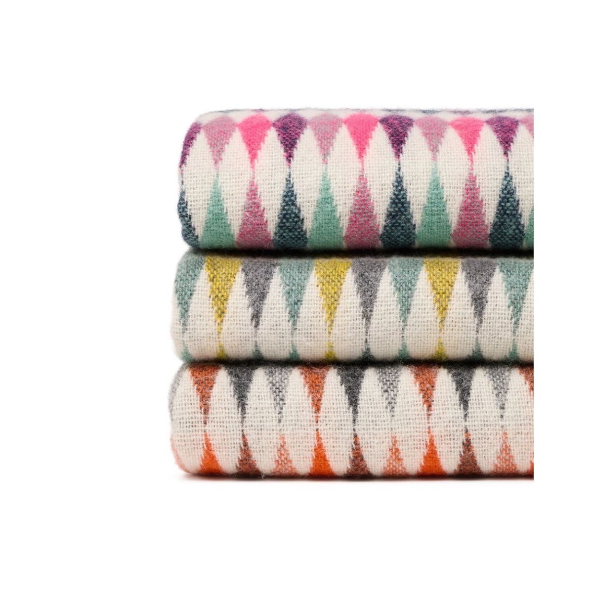 Mood Company - Plaid Harlequin Roze met Festonsteek - 140x200 - Nieuw Wol - Tweedmill UK - 5060958308288