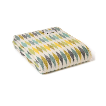 Mood Company - Plaid Harlequin Yellow Geel met Festonsteek - 140x200 - Nieuw Wol - Tweedmill UK - 5060958308301
