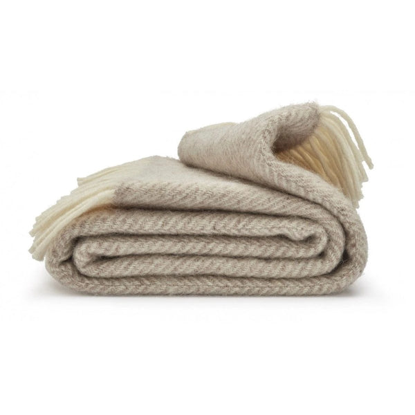 Plaid Visgraat Beige- Lichtbruin (Hazel) - 150x183 - Nieuw Wol - Tweedmill UK by MoodCompanyNL