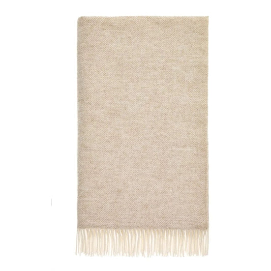 MoodCompanyNL - Plaid Visgraat Beige - Shetland Lamswol - 140x185 - Bronte by Moon Scotland - 5057900121477