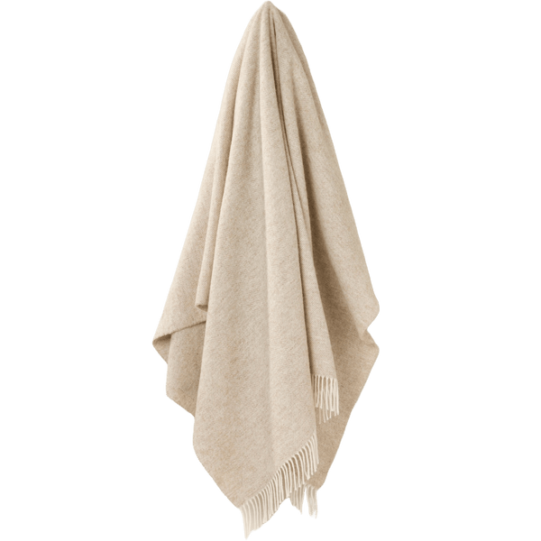 Plaid Visgraat Beige - Shetland Lamswol - 140x185 - Bronte by Moon Scotland by MoodCompanyNL