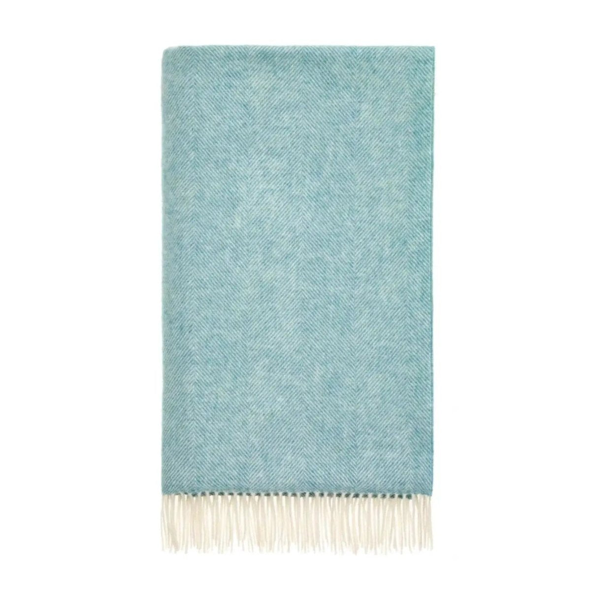 Mood Company - Plaid Visgraat Blauwgroen (Aqua) - Shetland Lamswol - 140x185 - Bronte by Moon Scotland - 5057900131568