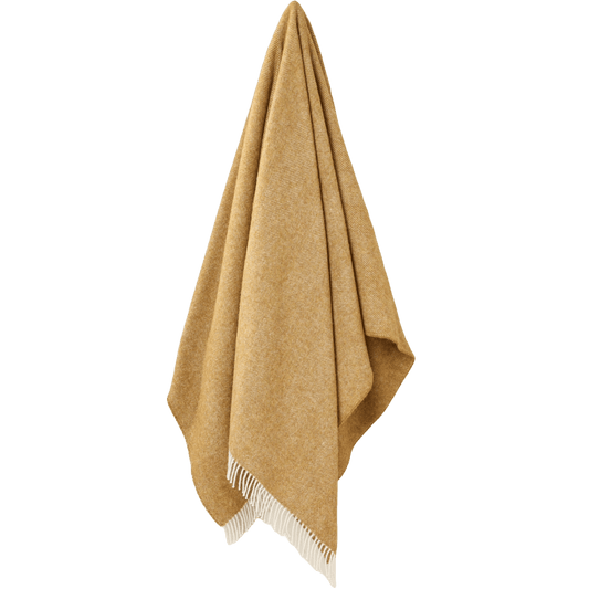 Plaid Visgraat Goud - Shetland Lamswol - 140x185 - Bronte by Moon Scotland by MoodCompanyNL