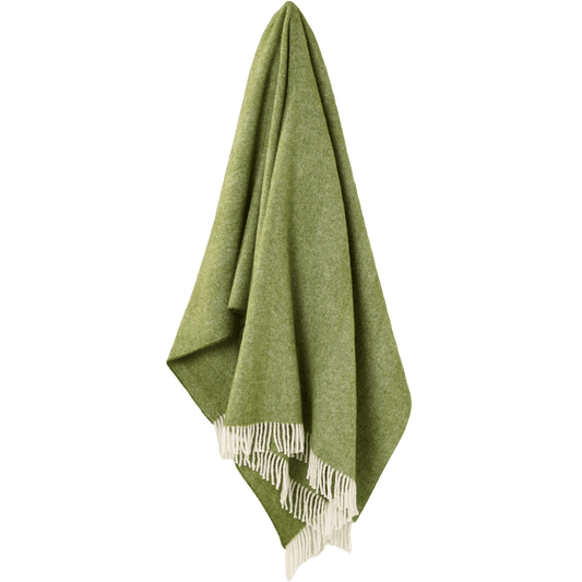 Plaid Visgraat Groen (Apple) - Shetland Lamswol - 140x185 - Bronte by Moon Scotland by MoodCompanyNL