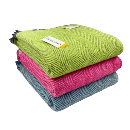 MoodCompanyNL - Plaid Visgraat Heldergroen met Donkergrijs - 150x183 - Nieuw Wol - Tweedmill UK - 5060958302804