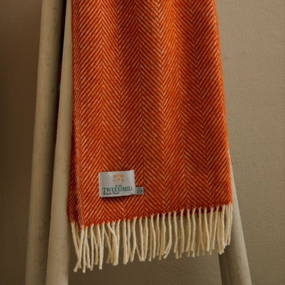 MoodCompanyNL - Plaid Visgraat Kaneel Oranje - Rood (Cinnamon) - 150x183 - Nieuw Wol - Tweedmill UK - 5060958301906