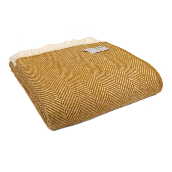 Plaid Visgraat Mosterd Geel (English Mustard) - 150x183 - Nieuw Wol - Tweedmill UK by MoodCompanyNL