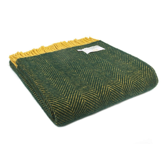 MoodCompanyNL - Plaid Visgraat Smaragd Groen en Mosterd Geel (Emerald and Mustard) - 5060567820263