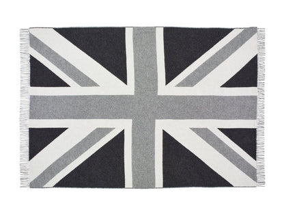 MoodCompanyNL - Plaid Vlag GB Union Jack Grijs - Merino Lamswol - 135x200 - Bronte by Moon Scotland - 6095651784731