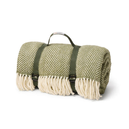 Picknickkleed Polo Visgraat Olive - Wol - Waterdicht - 150x183cm - Tweedmill