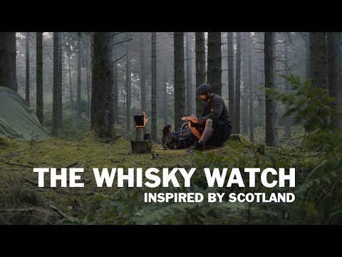 Handgemaakte Whiskywatch en Ecosse | Horloge de whiskyvaten avec bruin leer