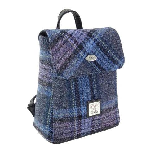 Rugzak Tummel Blauw en Paars stewart Tartan - Mini - 26x21x12 - Harris Tweed - Glen Appin of Scotland by MoodCompanyNL