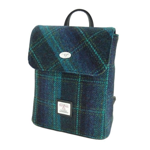 MoodCompanyNL - Rugzak Tummel Blauw met Turquoise - Mini - 26x21x12 - Harris Tweed - Glen Appin of Scotland - 5060959020264