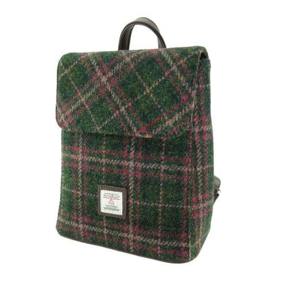 MoodCompanyNL - Rugzak Tummel Groen en Roze (Plum) - Mini - 26x21x12 - Harris Tweed - Glen Appin of Scotland - 5060631376368