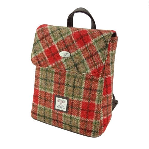 MoodCompanyNL - Rugzak Tummel Rood Groen Tartan - Mini - 26x21x12 - Harris Tweed - Glen Appin of Scotland - 5061035010605