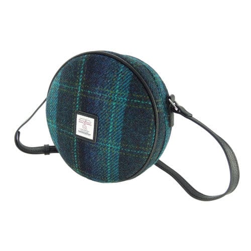 MoodCompanyNL - Schoudertas Bannock Blauw met Turquoise - Rond - Ritssluiting - Harris Tweed - Glen Appin of Scotland - 5060959020509