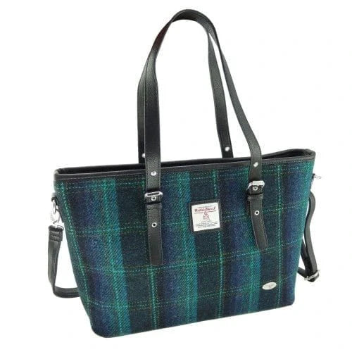 Schoudertas Spey Tote bag Blauw met Turquiose - Groot - Ritssluiting - Harris Tweed - Glen Appin of Scotland by MoodCompanyNL