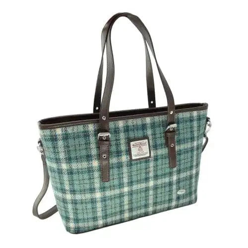 Schoudertas Spey Tote bag Lichtblauw en Creme (Duck Egg and Cream) - Groot - Ritssluiting - Harris Tweed - Glen Appin of Scotland by MoodCompanyNL
