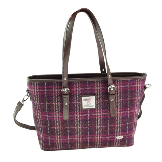 MoodCompanyNL - Schoudertas Spey Tote bag Paars Geruit (Purple Check) - Groot - Ritssluiting - Harris Tweed - Glen Appin of Scotland - 5060959023395