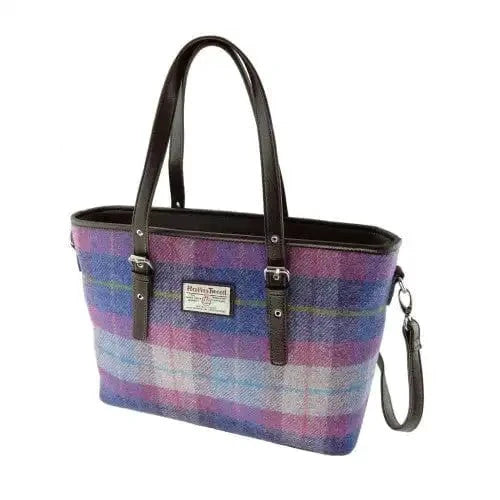 Schoudertas Spey Tote bag Paars met Roze - Groot - Ritssluiting - Harris Tweed - Glen Appin of Scotland by MoodCompanyNL