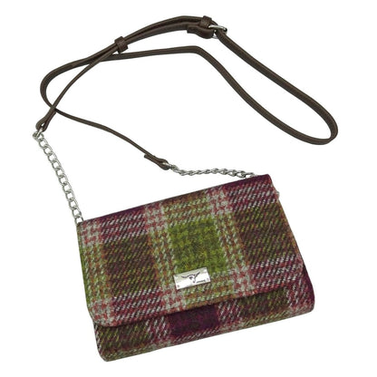 MoodCompanyNL - Schoudertas Strathy Heide Paars met Groen - Portemonnee - Harris Tweed - Glen Appin of Scotland - 5061035010735