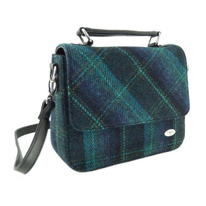 MoodCompanyNL - Schoudertas Thurso Blauw met Turquoise ruit - 23x24x9 - Harris Tweed - Glen Appin of Scotland - 5060959020196