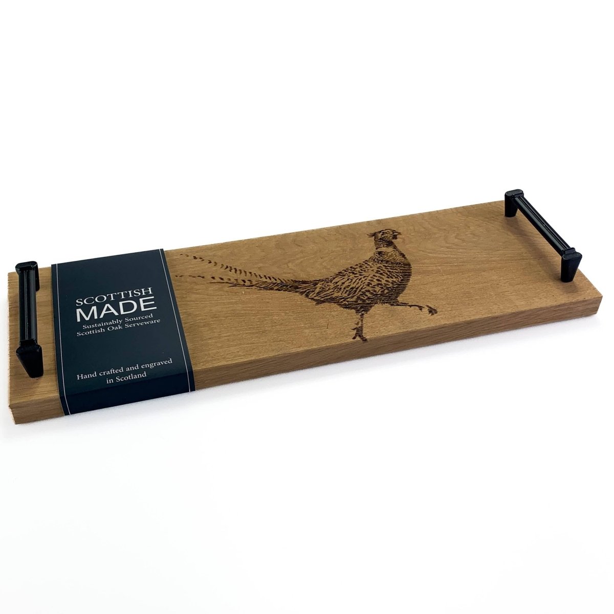 Mood Company - Serveerplank met stalen handvatten Fazant - 45x15 - Schots Eikenhout - Scottish Made - 5060949550146