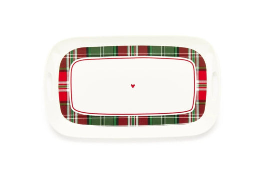 Serveerschaal tartan - 35,6 x 21,2 x2,8 cm - keramiek - queen - Nuvole di Stoffa by MoodCompanyNL