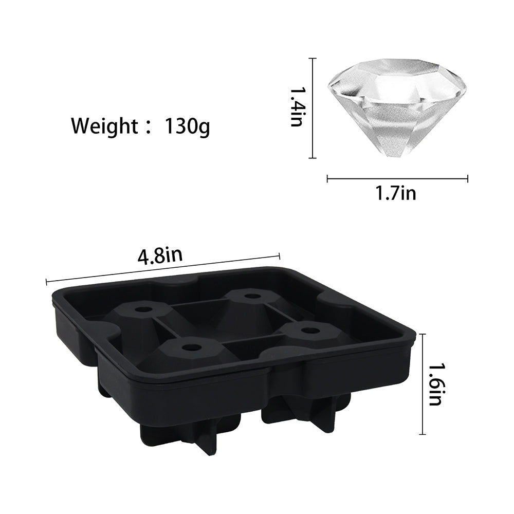 Mood Company - Siliconen Diamant IJsblokjesvorm - 4 IJsblokjes 4x3,5 cm BPA-vrij - Mood4Whisky - 6151220984909