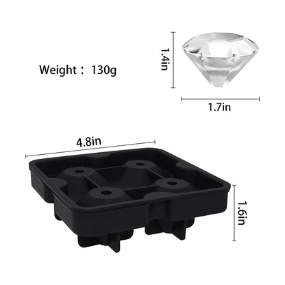 Mood Company - Siliconen Diamant IJsblokjesvorm - 4 IJsblokjes 4x3,5 cm BPA-vrij - Mood4Whisky - 6151220984909