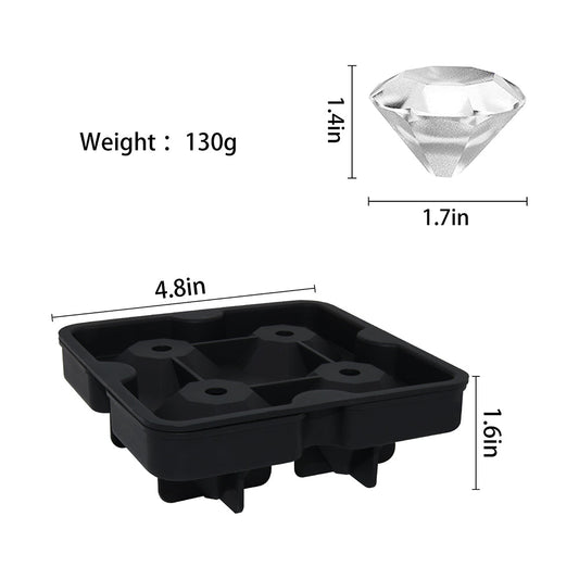 Mood Company - Siliconen Diamant IJsblokjesvorm - 4 IJsblokjes 4x3,5 cm BPA-vrij - Mood4Whisky - 6151220984909