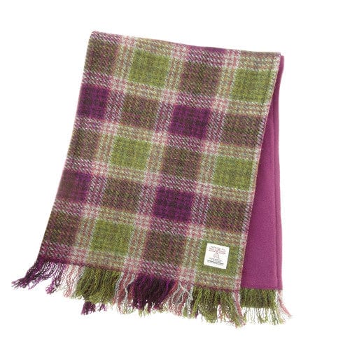 MoodCompanyNL - Sjaal Harris Tweed Paars Heide (Heather check) - Zachte Fleece binnenkant - 25 x 155 - Glen Appin of Scotland - 5060959028857