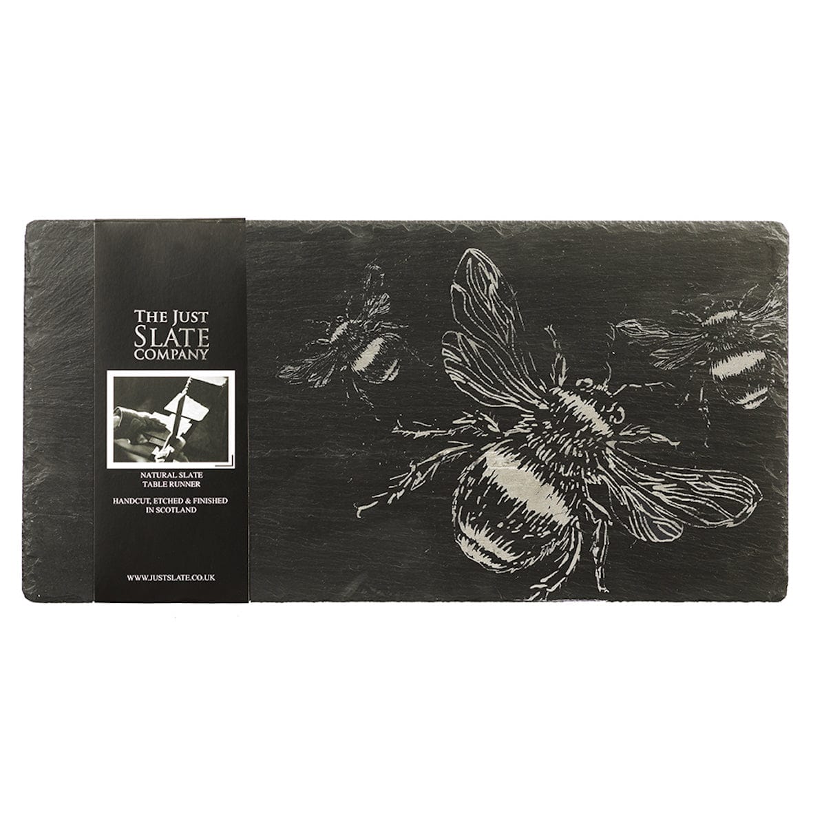 MoodCompanyNL - Tafelloper Bijen - Gegraveerd - 50x25 - Leisteen - Just Slate Company Scotland - 5060718717787