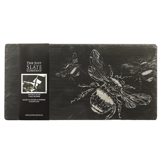 MoodCompanyNL - Tafelloper Bijen - Gegraveerd - 50x25 - Leisteen - Just Slate Company Scotland - 5060718717787