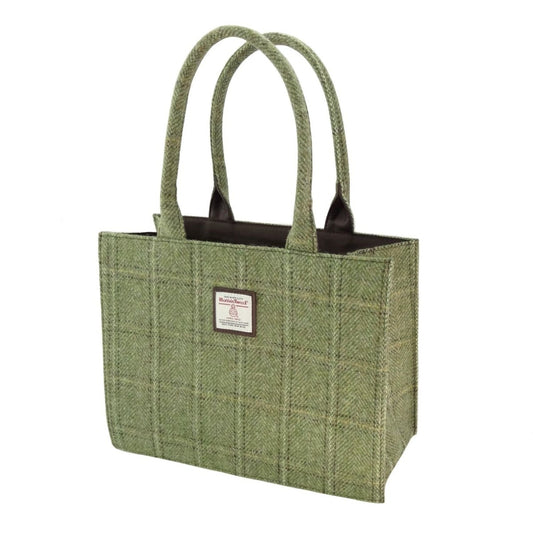 Mood Company - Tas Harris Tweed Shopper Glencoe Green Herringbone with Overcheck - 36x49x16 - Glen Appin of Scotland - 5061035014351