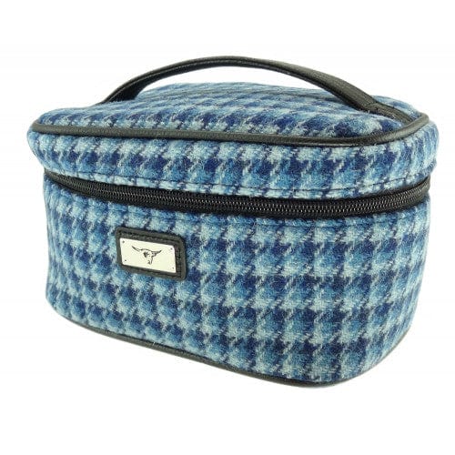 MoodCompanyNL - Toilettas Blauw (Houndstooth) - Harris Tweed - Glen Appin of Scotland - 2312022103699